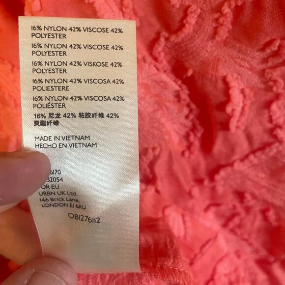 By Anthropologie Amber Tank Top Coral Ruffle Criss-Cross Straps Textured size XL - Picture 13 of 13